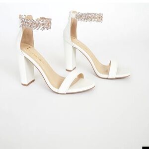 Lulu's Elegant White Heels with Sparkling Strap